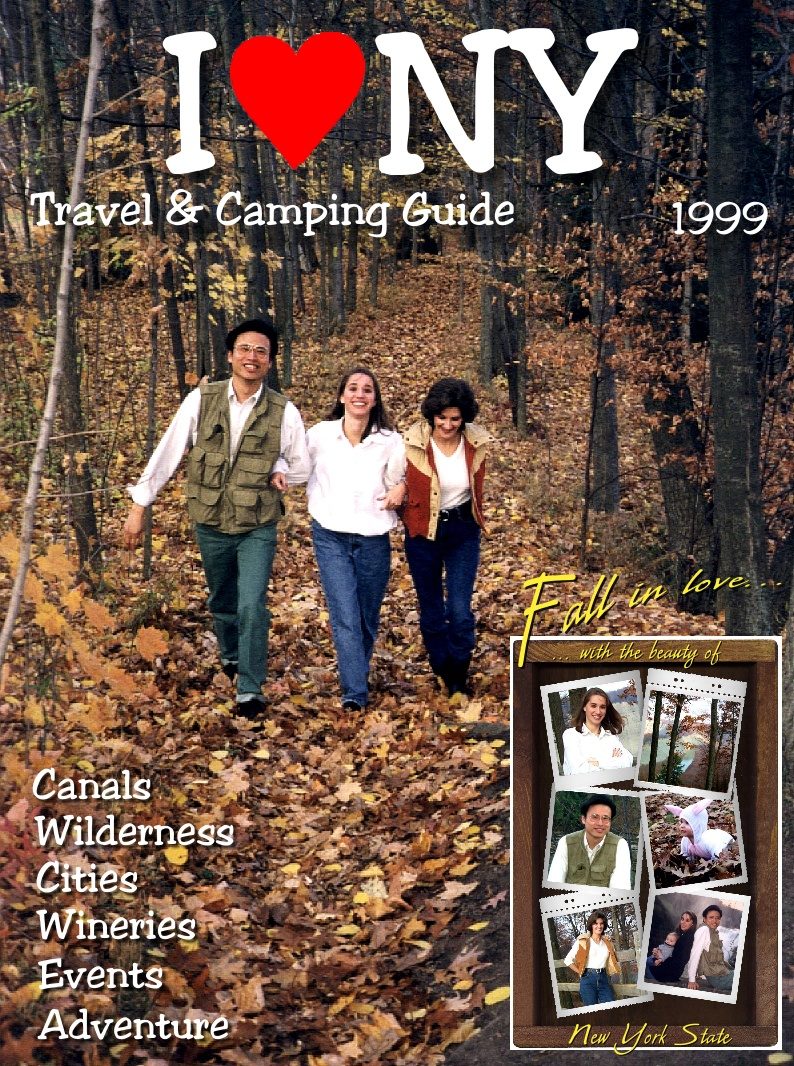 I Love New York Travel & Camping Guide (mock design). Pictures from Letchworth State Park by Sam C. Chan.