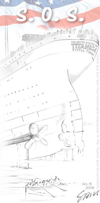 SOS: United States of Titanica, sketch illustration by Sam C. Chan